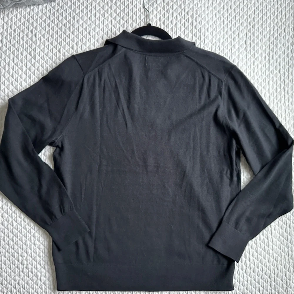NWT J. Crew cotton black v-neck collared sweater tee size Medium - Picture 6 of 9